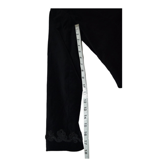 Ribbon Embellished Velvet Jacket Size M Embroidered Layer Festive Black Reba - Picture 10 of 10